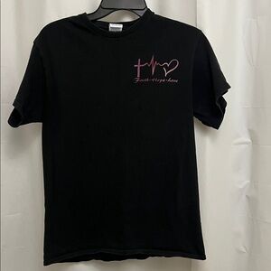 Faith Hope Love Women Graphic T-Shirt - Black with Pink Accent